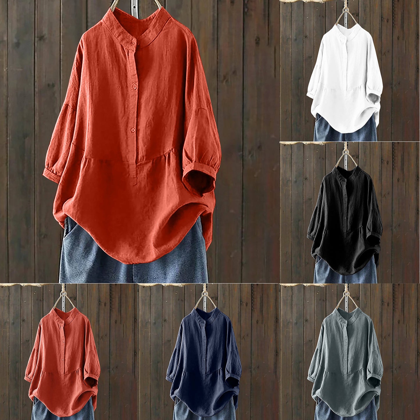 Skindjakke med opretstående krave, enkeltradet, traditionel stil, ensfarvet, langærmet pullover-skjorte