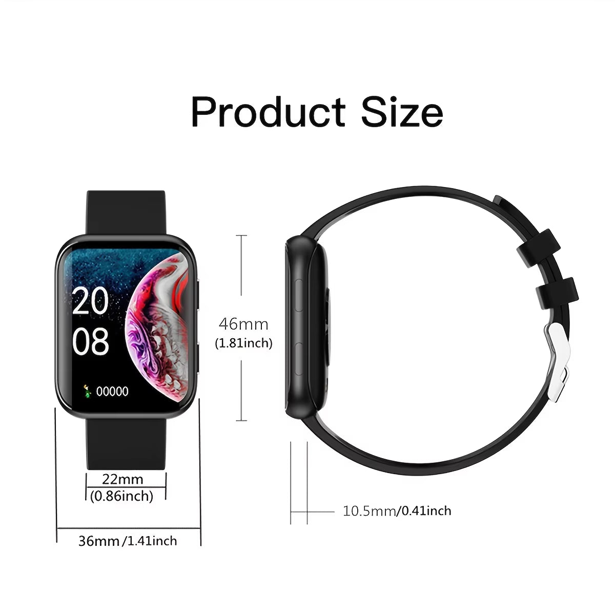 Waterproof Curved Screen Smart Watch with Heart Rate Monitoring and Multiple Sports Modes for Swimming
