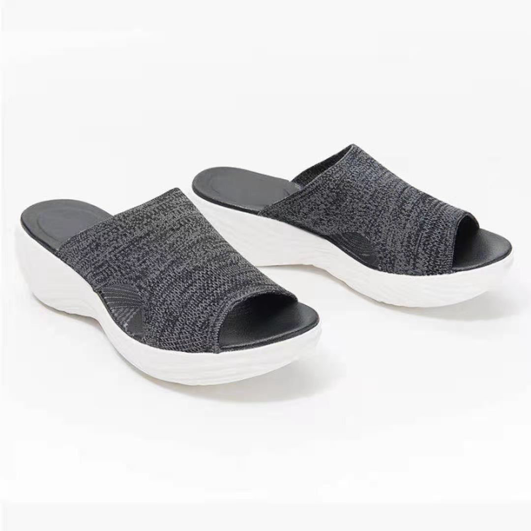 Flat Bottom Fish Mouth Mesh Breathable Ladies Slippers