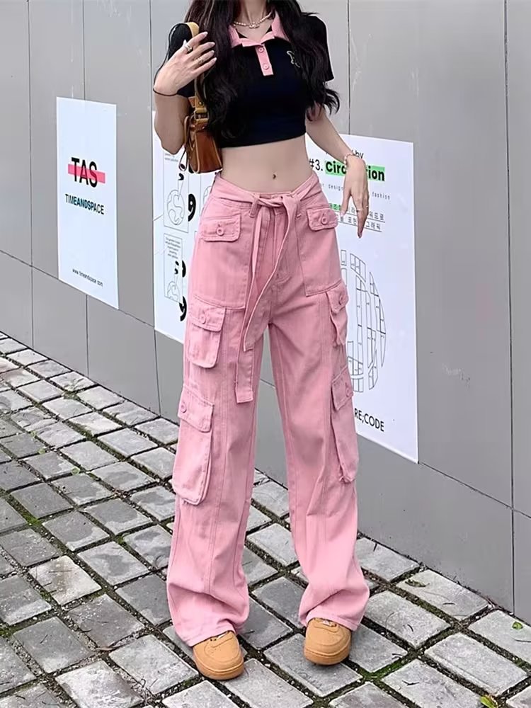 Women's American Vintage Multi-pocket Distressed Loose Cargo Pants