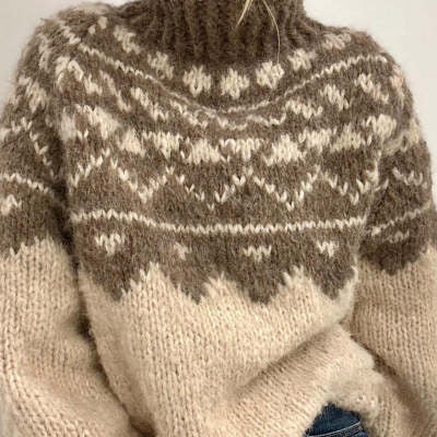 Round-neck Chunky-knit Cotton Fabric Top