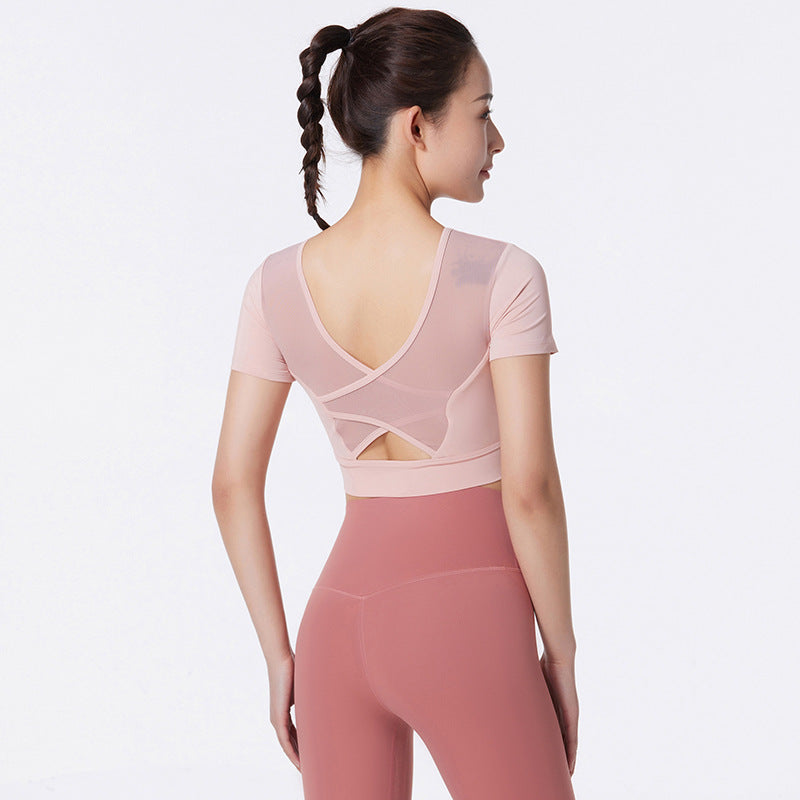 Yoga Clothes Women's Short Sleeve Zipper Breathable Exercise Top