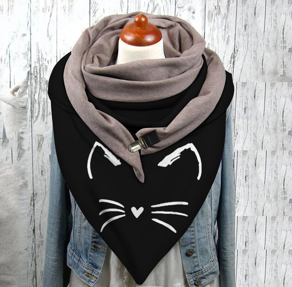 European And American Cross-border Explosive Cat Print Scarf