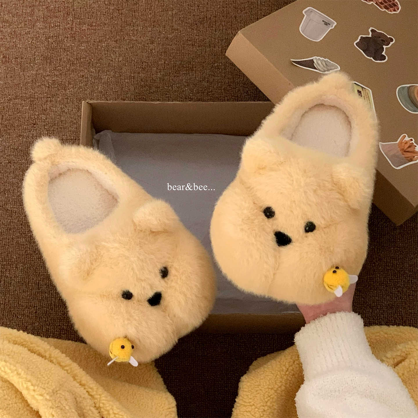 Cute And Fun Chubby Bear Slippers Stung By A Bee