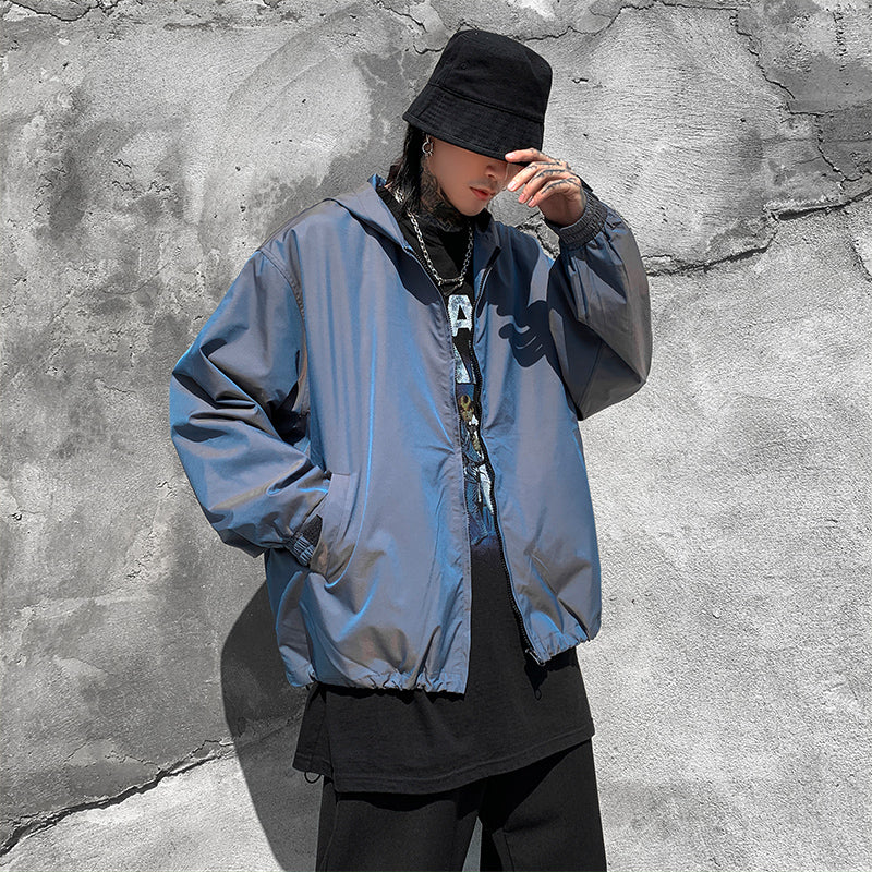 Reflective Chameleon Hooded Loose Work Jacket