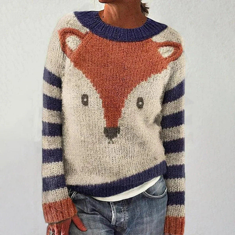 In Stock 3D-printed Womens Crew-neck Soft-touch Sweater