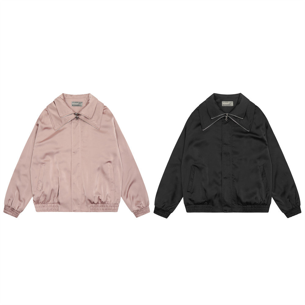 Male Double Layer Zipper Design Fake Two-pieces Coats