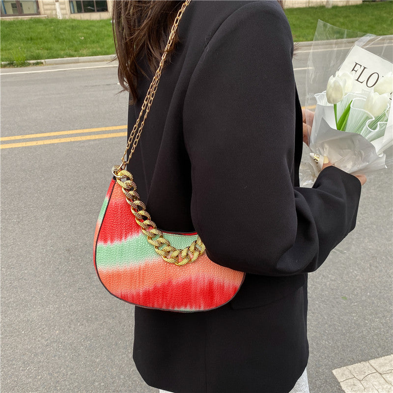 Casual Fashion Contrast Chain Tote Bag