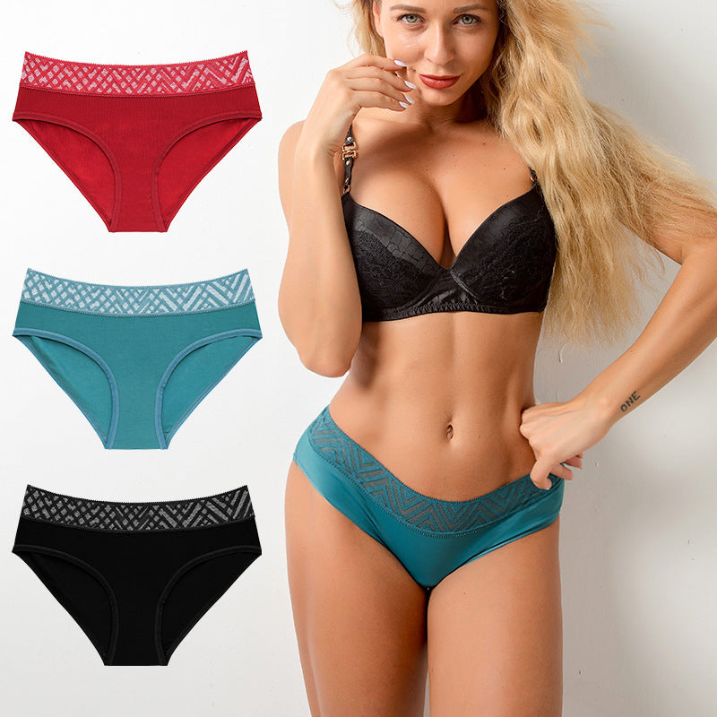 Medium and low waist underwear with lace trim