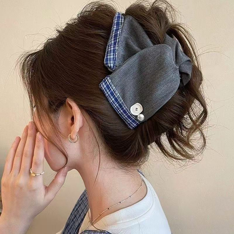 Love Denim Bow Triangle Grip Sense Of Atmosphere