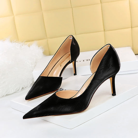 Slim Dark Zebra Pattern Thin Heel Height