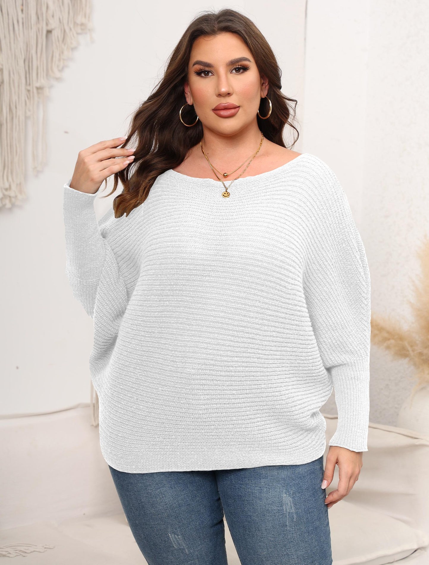 Batwing Sleeve Off-shoulder Loose Women's Sweater