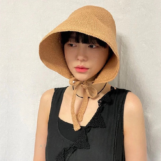 Womens French-style Flat-top Wide-brimmed Fisherman Hat