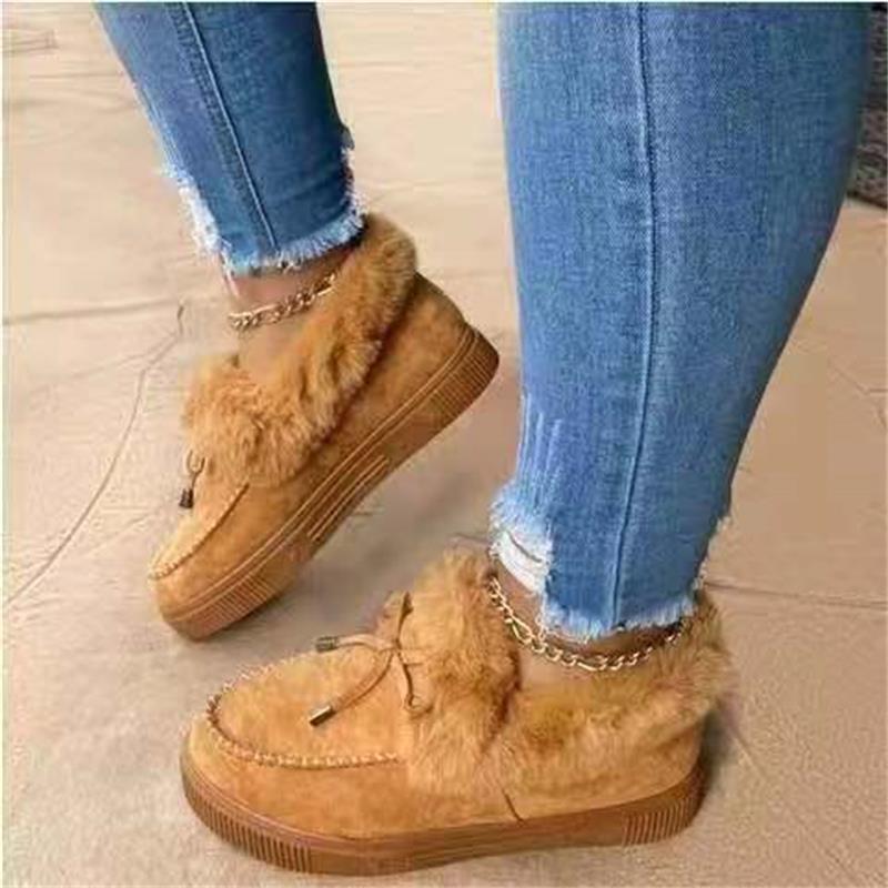 Amazon Wish Popular Round Head Thick Bottom Fleece-lined Sewing Shoes Snow Boots