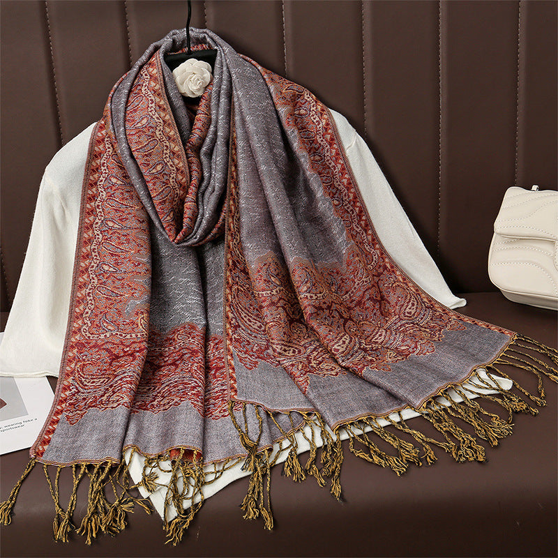 Womens AutumnWinter Faux Cashmere Shawl Cozy Wrap Scarf For Warmth