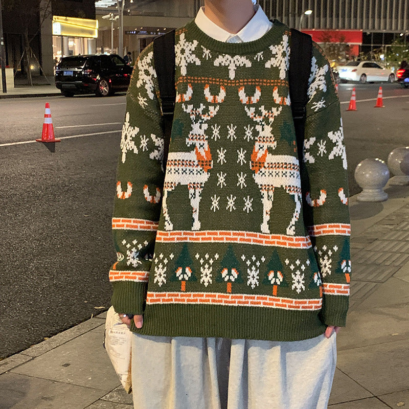 Retrostriktrøje til Mænd Løs Par Pullover Underdelstrøje