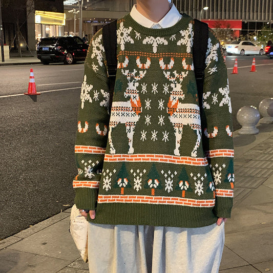 Retrostriktrøje til Mænd Løs Par Pullover Underdelstrøje