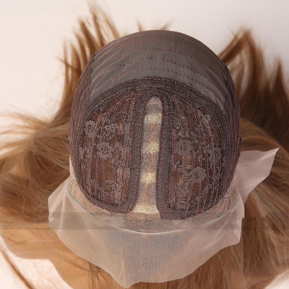 High-temperature Fiber Medium Brown Long Straight Hair Women's Wig