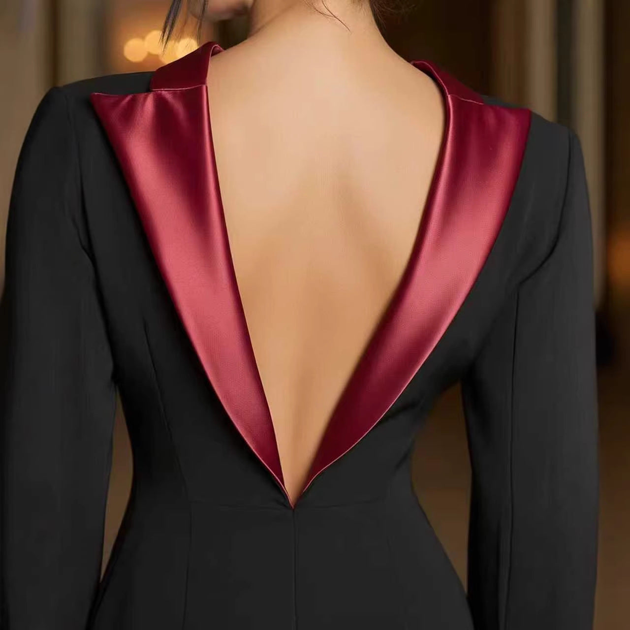 Textured Long-sleeved Elegant French-style Dress For Women