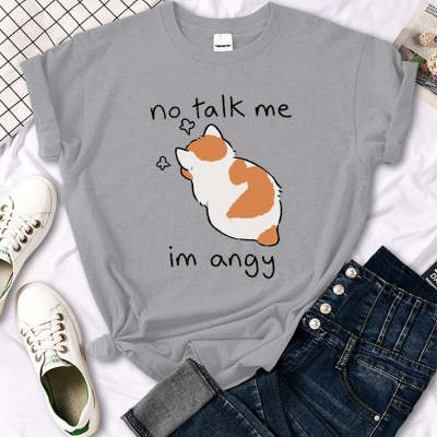 Don't Talk To Me My Funny Cat Prints Casual Round Neck Short Sleeves