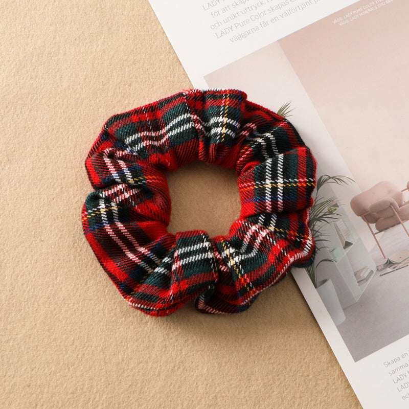 Plaid Print Large Intestine Ring Women's Hair Tie