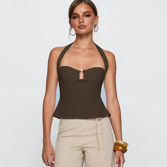 Halter Casual Solid Color Camisole