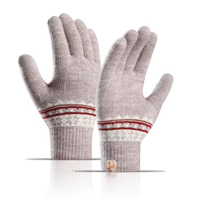 Thick Wool Jacquard Student Touch Screen Gloves