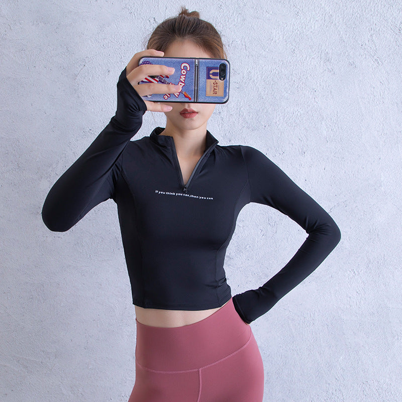 Women's Half-zip Fitness Clothes In Autumn And Winter