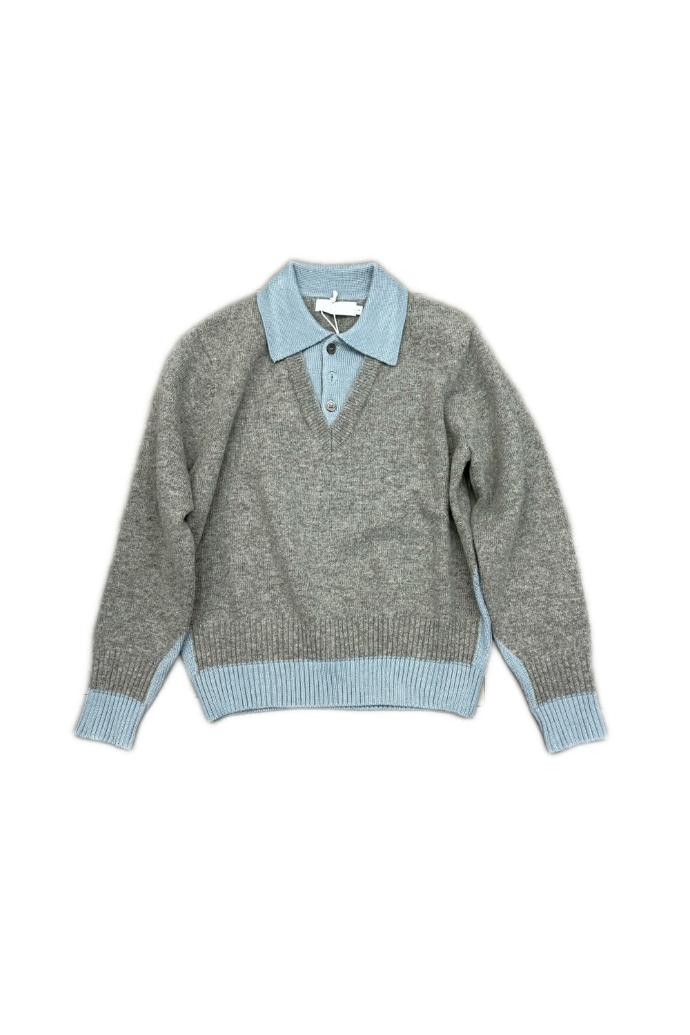 Two-piece-style Sweater With A Contrasting-color Lapel Neckline