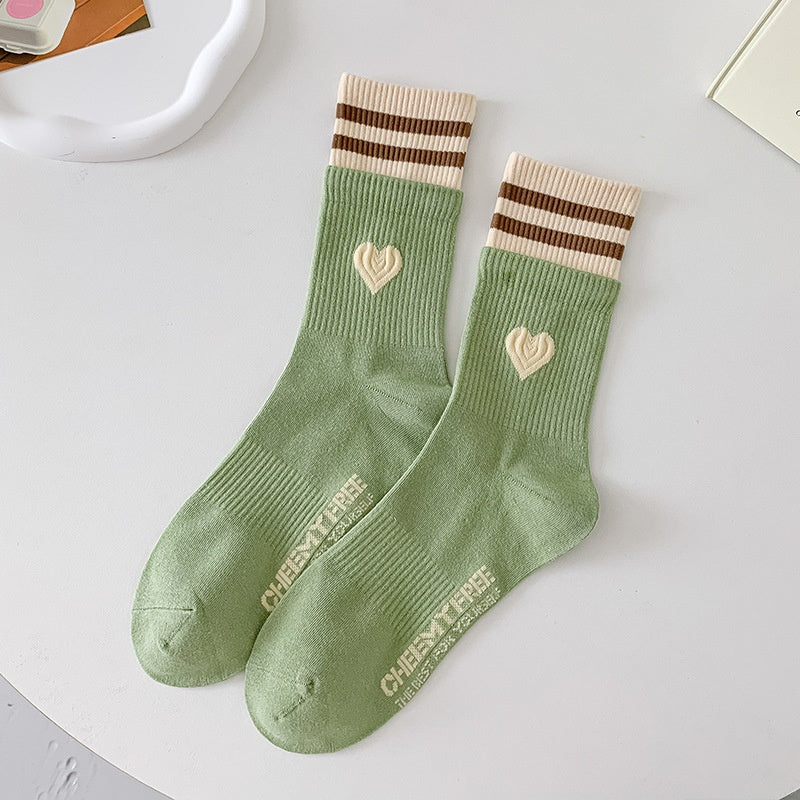 Women's Patchwork Striped Printed Mid Length Socks