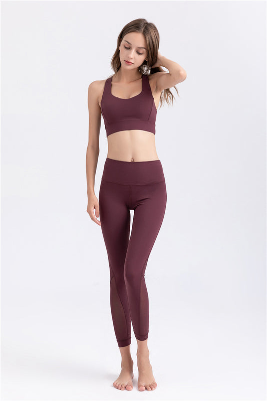 Reversible Brocade Nude Sports Leggings