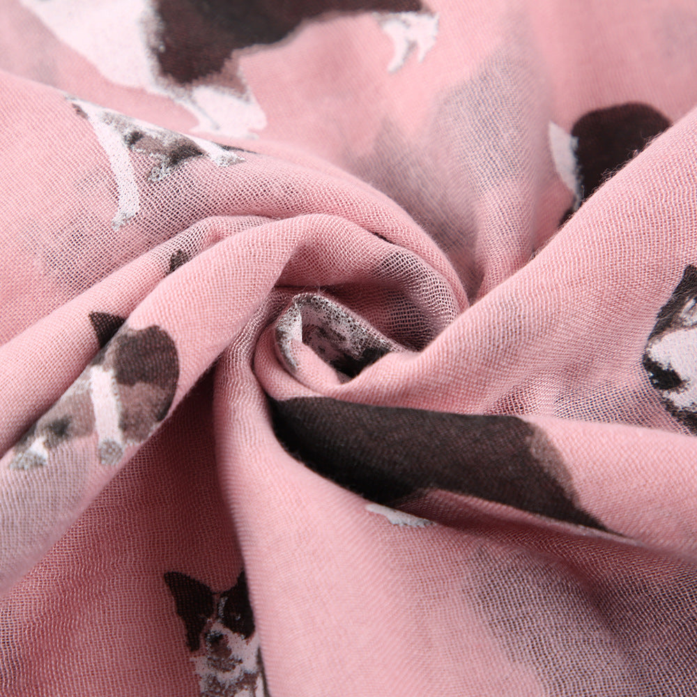 Cute Dog Printed Scarf Women's Outdoor Sun Protection Scarf