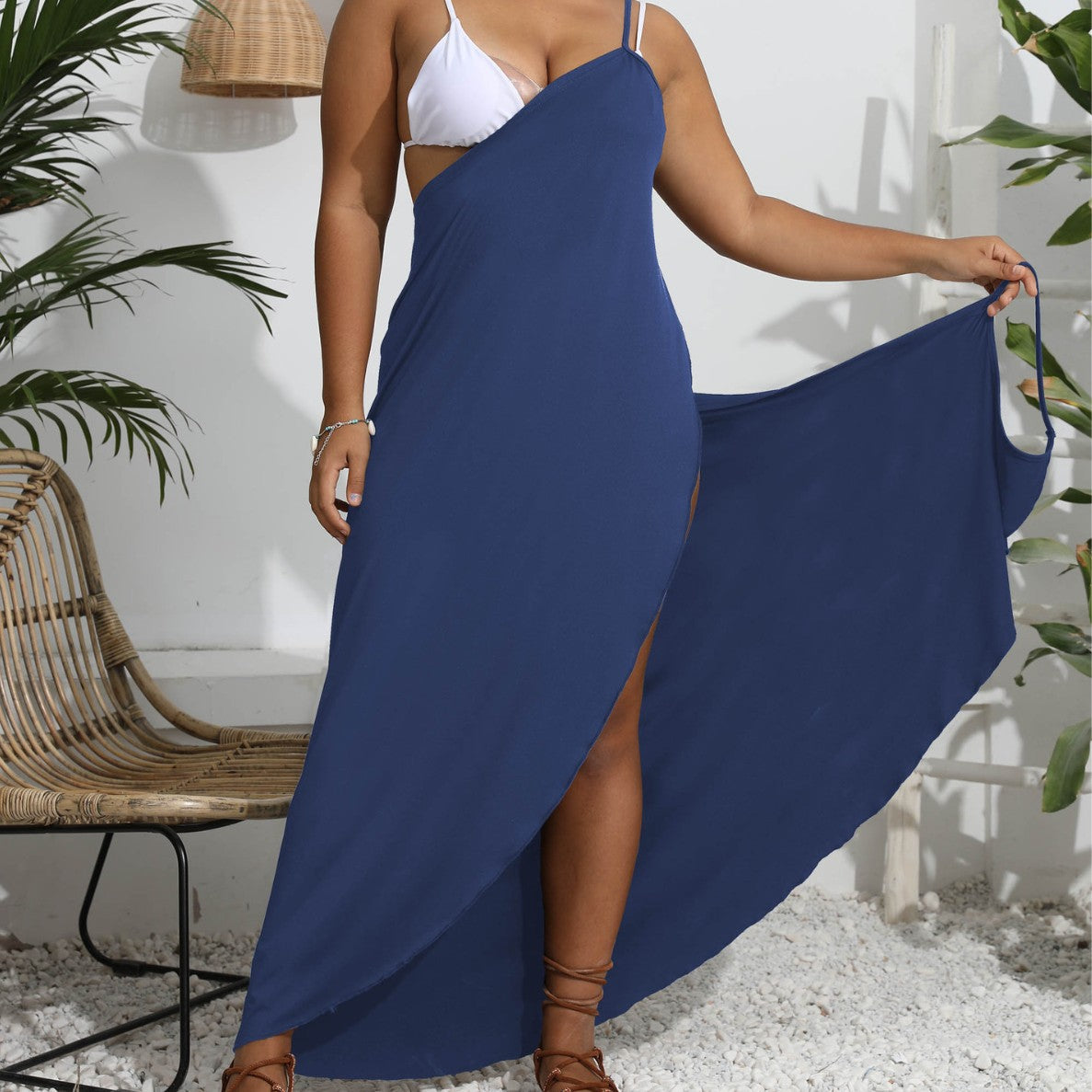 Asymmetrisk Multi-Wear Cross-Strap Kjole Til Kvinder