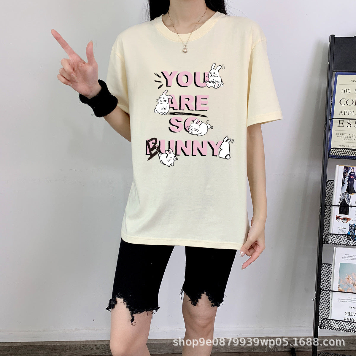 Rabbit Cotton Schoolgirl Short Sleeve Top