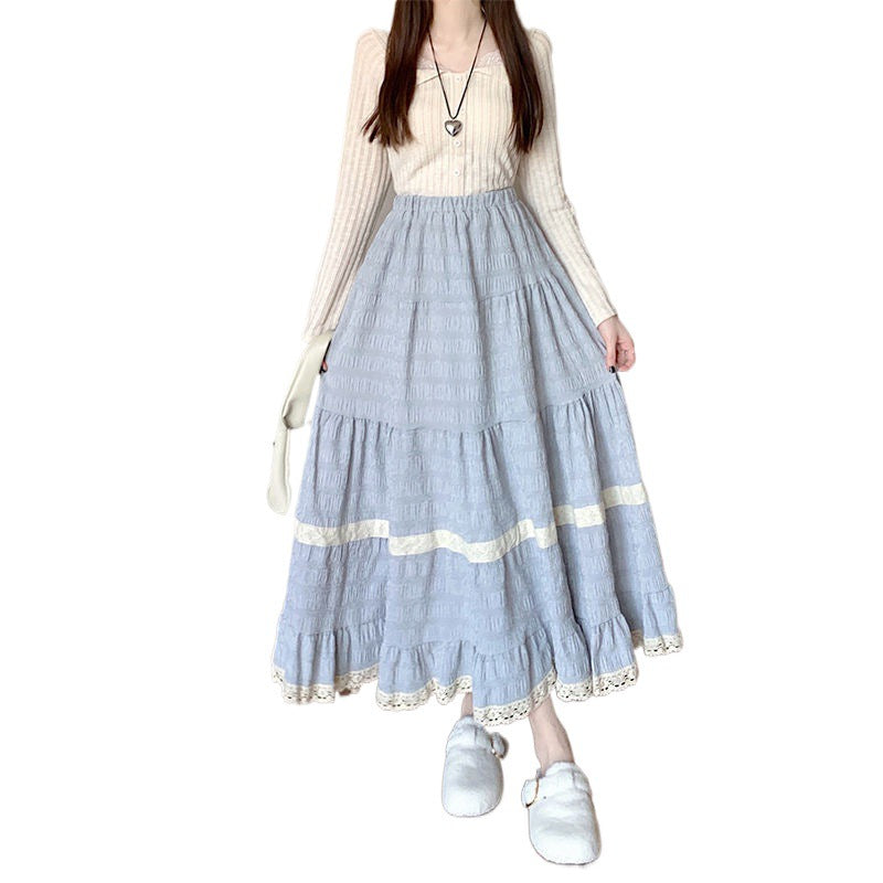 Design Sense Stitching Skirt Women's Springsummer Gentle Drape
