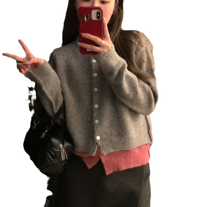 Autumn New Round Neck Slimming Casual Sweater Coat