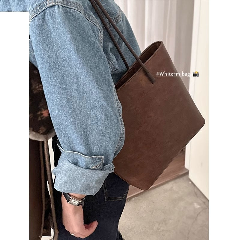 Retro Minimalist Tote Bag Versatile Large-capacity Shoulder Bag