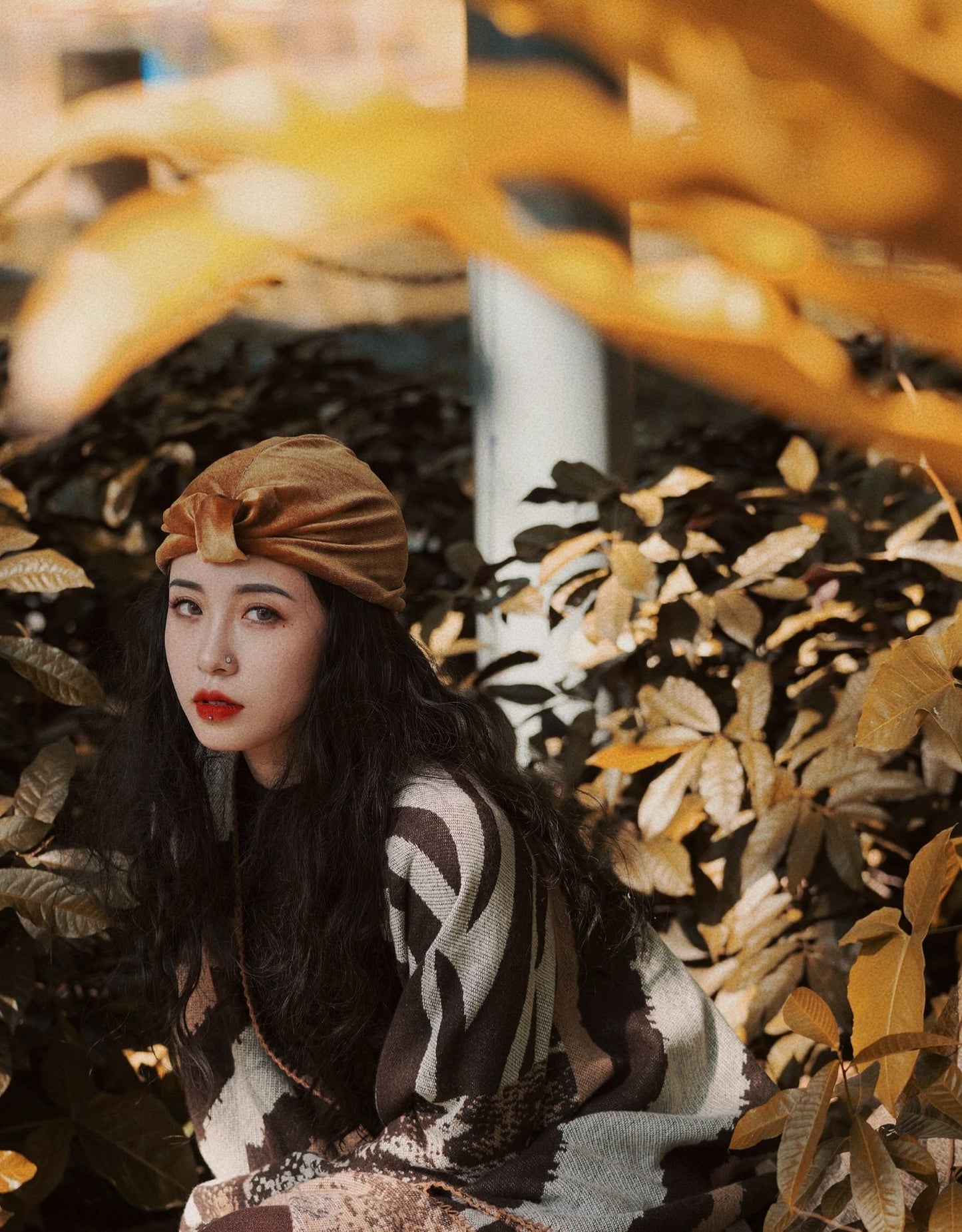 Vacation Trip Shoot Desert Travel Headscarf Vintage Gold Velvet Indian Hat
