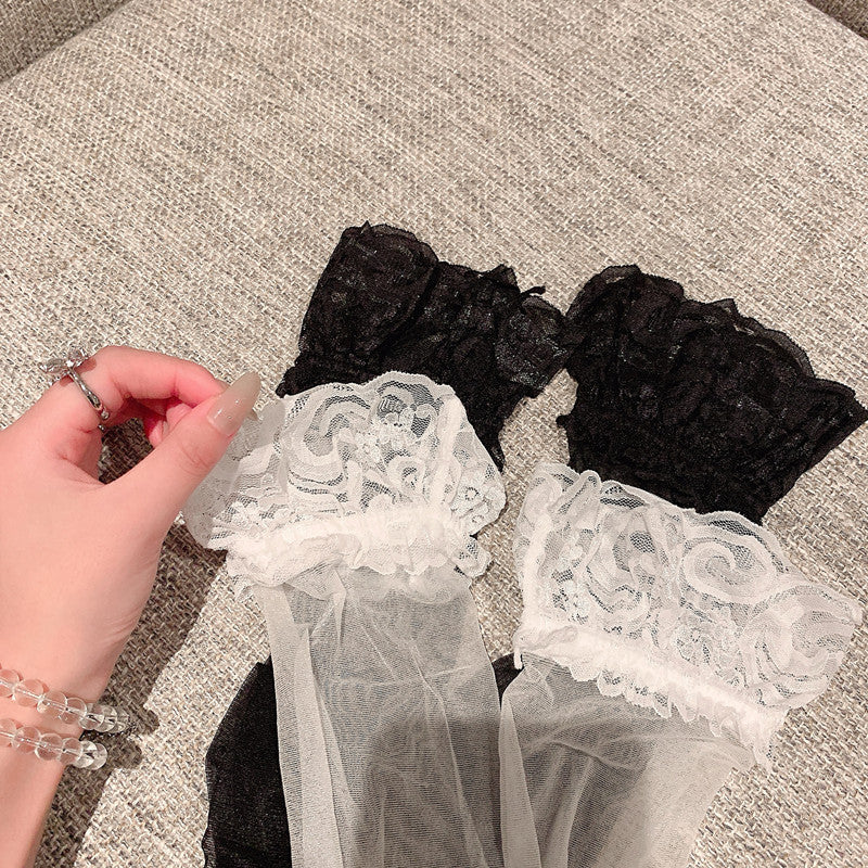 Girls Lace Tall Socks Thin Over Knee