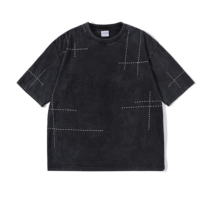Creative Personalized Stitching Short Sleeve High Street Fashionable Casual T-shirt For Men And Women