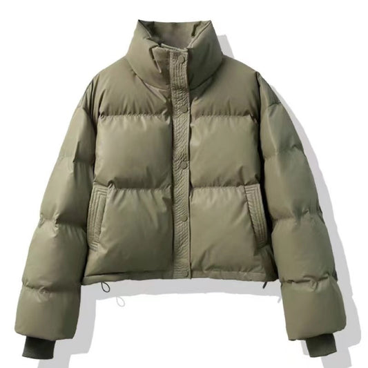 Wash-free PU Leather Cotton-padded Women's Short Thickened Small Cotton Coat Jacket