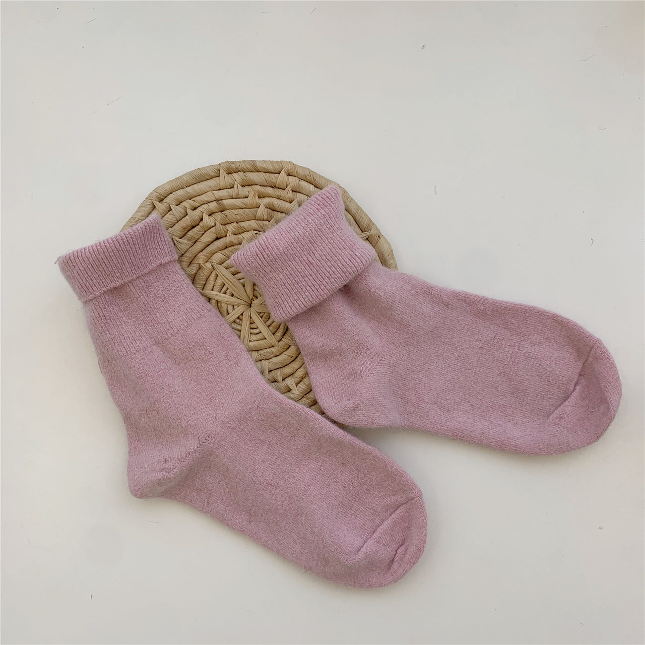 Thickening Warm Solid Color Rabbit Fur Women's Socks