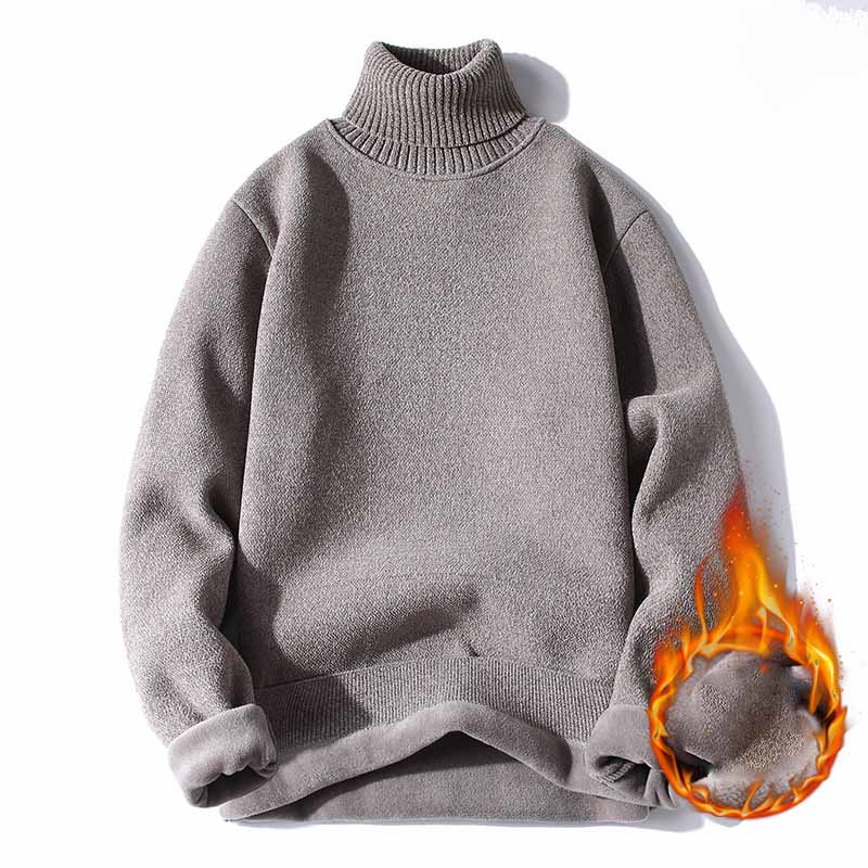 Mænds Plus Fleece Varm Højhalset Sweater
