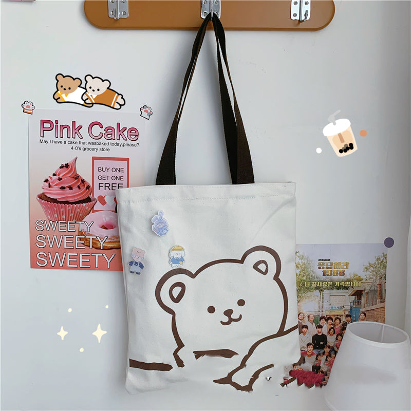 College Style Cute Cartoon Canvas Girl Shoulder Bag