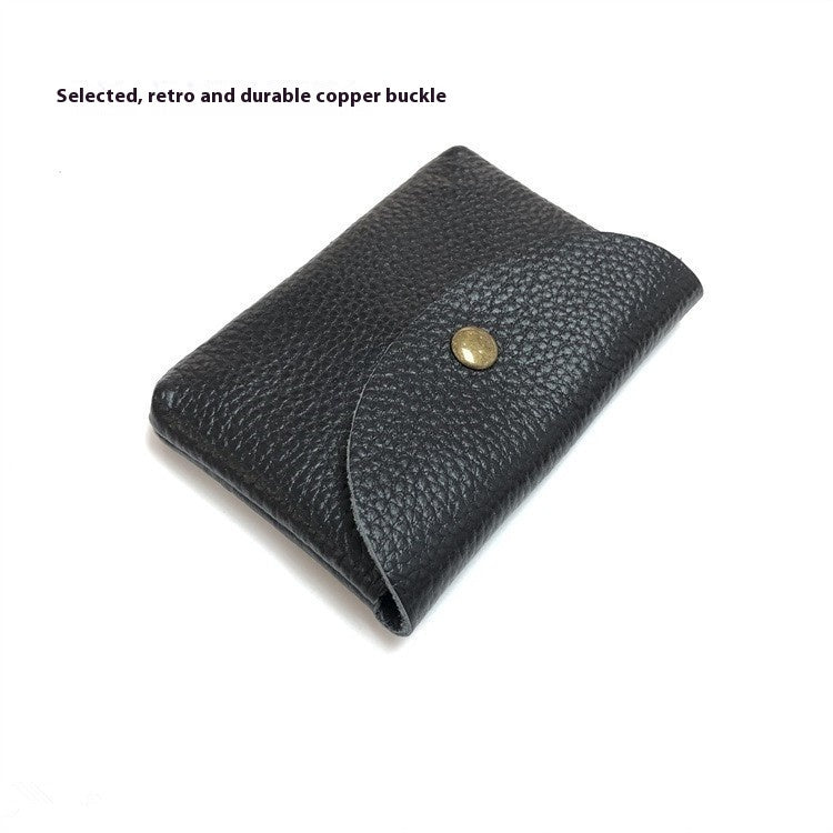 First Layer Cattlehide Leather Fashion Hidden Hook Coin Pocket Card Holder Mini-Portable
