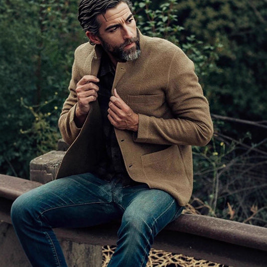Men's Youthful Foreign Trade Solid-Color Trendy Fashion Wool Jacket