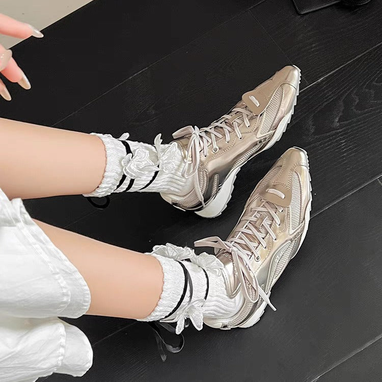 Tongue Thick Bottom Height Increasing Leisure Show Leg Detail Training Shoes