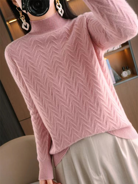 Mock Neck Sweater Women's Thick Loose All-matching