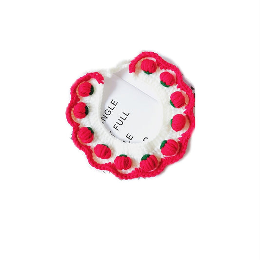 Pet Cat Dog Collar Strawberry Wool Knitted Bib