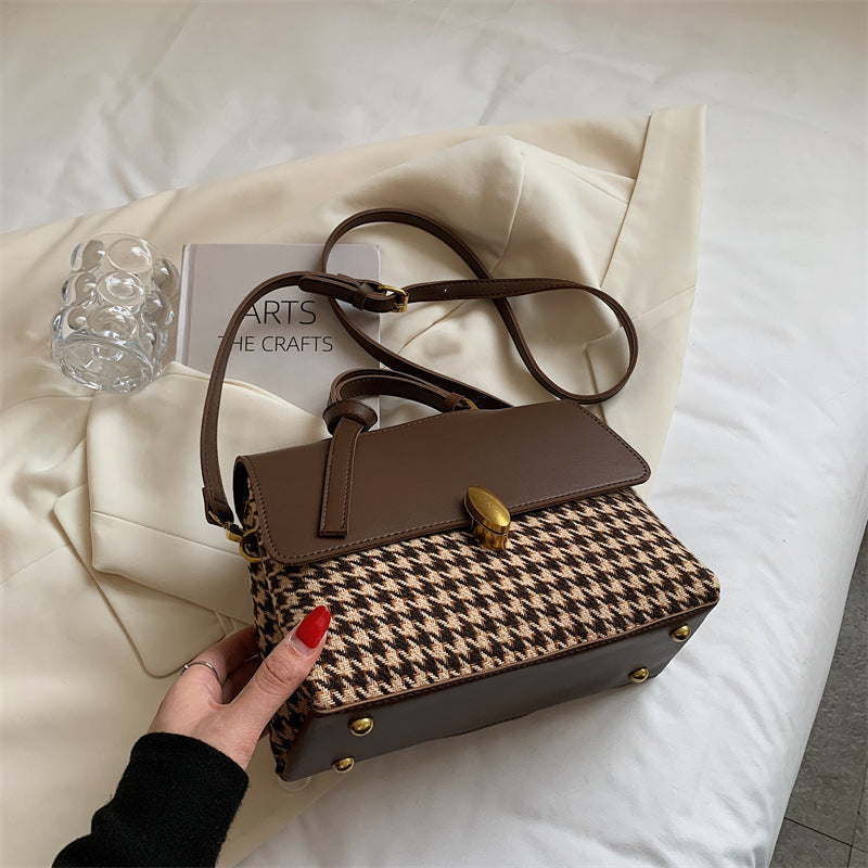 Color Niche Check Handbag Western Style Messenger Bag